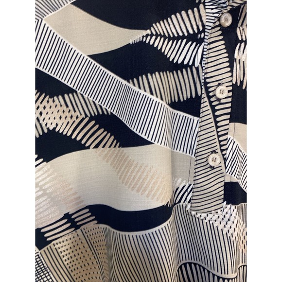 D’Accord Short Sleeve Half Button Polo Shirt. Mens Large Black Tan White - Picture 4 of 9